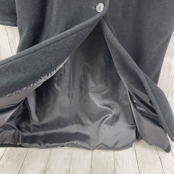 Vintage LL Bean Women’s M Wool Blend Long Trench Coat Black Made In USA - Picture 7 of 11